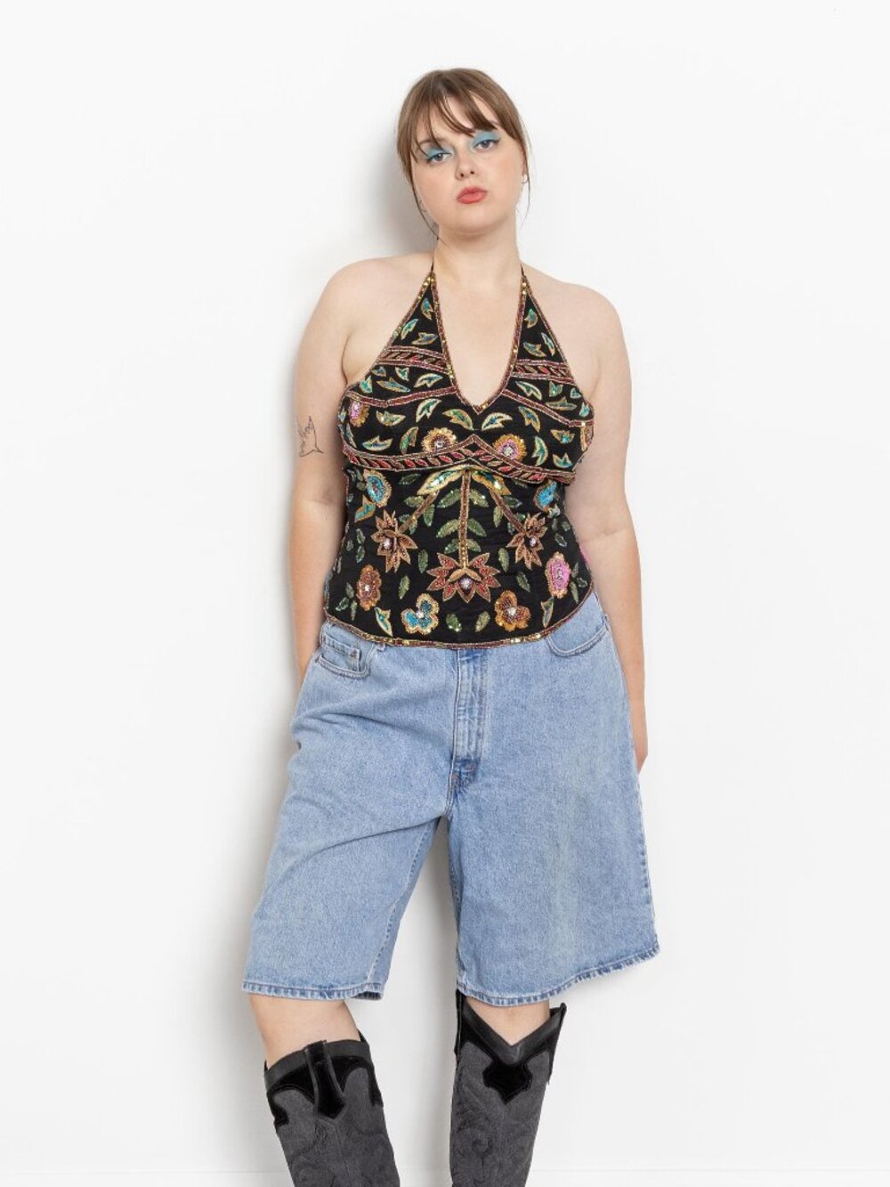 Vintage Levi's 560 Denim Jorts, Mid Rise Shorts 49 Inch HIps